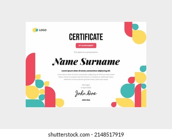 Colorful Course Class Learning Minimalist Simple Modern Certificate Template