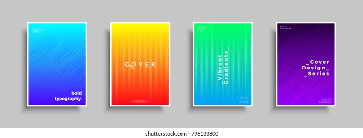 Colorful cover design with lines. Vibrant gradients. Minimal geometric pattern. For covers, posters, flyers, wallpapers and banners. 