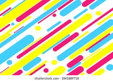 Cubierta colorida con patrón de línea diagonal geométrica plana. Fondo de diseño de movimiento brillante. Patrón de colores de arte pop de moda para pancarta, pancarta, folleto, afiche, papel pintado o plantilla vectorial de volante