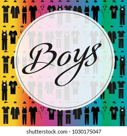 Colorful cover with men's silhouettes and Boys inscription