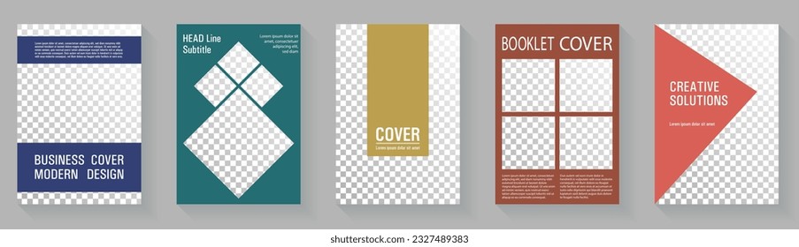 Colorful cover page template premium vector collection. Banner set creative graphic design. Business catalog cover page layouts with blank document background. Minimalism geometry composition.