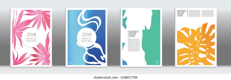 Colorful cover set. Minimal flyer on light background.  Liquid design. Brochure foil design. Blue and white backdrop. Stylish vector cover design.  Abstract gradient retro texture.