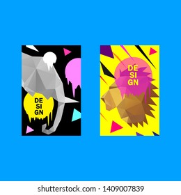 Colorful cover trendy design template, polygonal triangle design. Vector backgrounds set. Design industry for posters, placards,banners, flyers. Hand drawn illustration.