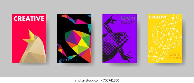 Colorful cover trendy design template, Vector backgrounds set. Design industry for posters, placards,banners, flyers. Hand drawn illustration.