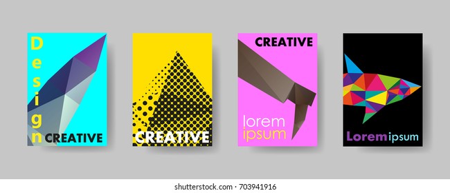 Colorful cover trendy design template, Vector backgrounds set. Design industry for posters, placards,banners, flyers. Hand drawn illustration.