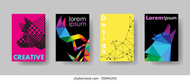 Colorful cover trendy design template, Vector backgrounds set. Design industry for posters, placards,banners, flyers. Hand drawn illustration.