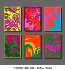 Colorful covers design set. Abstract shapes, holographic, fluid and liquid colors, trendy gradients. Futuristic vector posters.