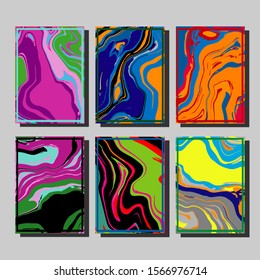 Colorful covers design set. Abstract shapes, holographic, fluid and liquid colors, trendy gradients. Futuristic vector posters.