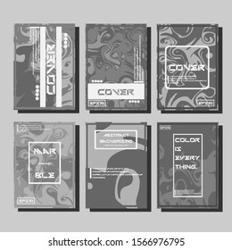Colorful covers design set. Abstract shapes, holographic, fluid and liquid colors, trendy gradients. Futuristic vector posters.