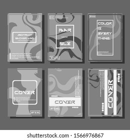 Colorful covers design set. Abstract shapes, holographic, fluid and liquid colors, trendy gradients. Futuristic vector posters.