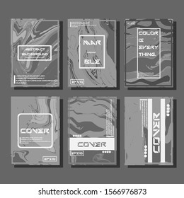 Colorful covers design set. Abstract shapes, holographic, fluid and liquid colors, trendy gradients. Futuristic vector posters.