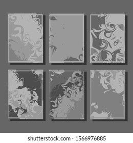 Colorful covers design set. Abstract shapes, holographic, fluid and liquid colors, trendy gradients. Futuristic vector posters.