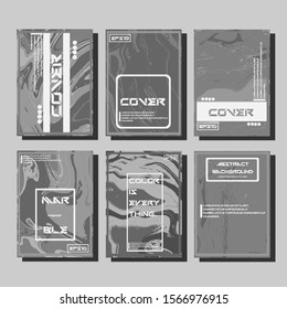 Colorful covers design set. Abstract shapes, holographic, fluid and liquid colors, trendy gradients. Futuristic vector posters.