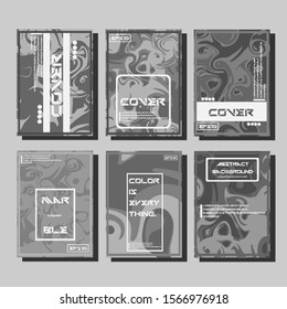 Colorful covers design set. Abstract shapes, holographic, fluid and liquid colors, trendy gradients. Futuristic vector posters.