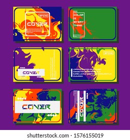 Colorful covers design set. Abstract shapes, holographic, fluid and liquid colors, trendy gradients. Futuristic vector posters.