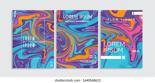 Colorful covers design set. Abstract shapes, holographic, fluid and liquid colors, trendy gradients. Futuristic vector posters, bundle background