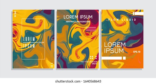 Colorful covers design set. Abstract shapes, holographic, fluid and liquid colors, trendy gradients. Futuristic vector posters, bundle background