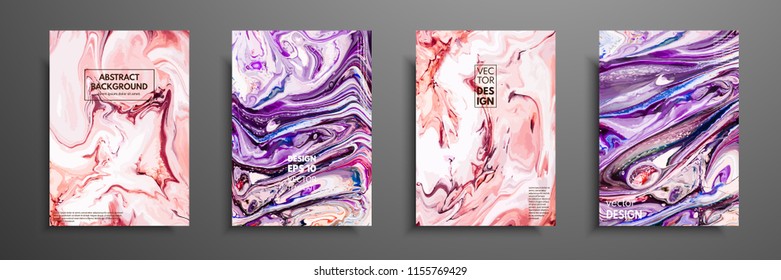 Colorful covers design set with textures. Closeup of the painting. Abstract bright hand painted background, fluid acrylic painting on canvas. Fragment of artwork. Modern art.