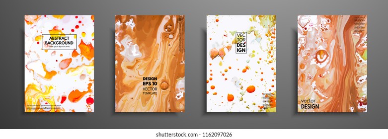 Colorful covers design set with textures. Closeup of the painting. Abstract bright hand painted background, fluid acrylic painting on canvas. Fragment of artwork. Modern art.