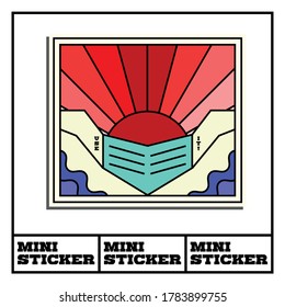 Colorful Covid-19 theme mini sticker. Use face mask. Eps 10 format file.Typeface: Katamari Serif. 