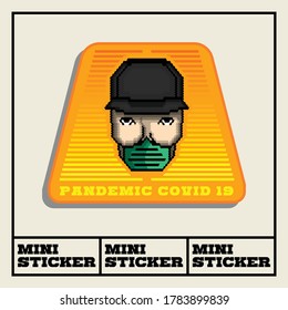 Colorful Covid-19 theme mini sticker. Use face mask. Eps 10 format file.Typeface: Katamari Serif. 