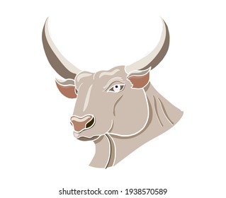 Colorful cow face vector for sticker and screen box isolate on white background.