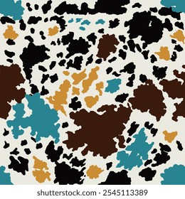 Padrão colorido de vaca, padrão de lã, padrão animal textura de vaca sem costura.Padrão monocromático vetor.Ilustração abstrata,impressão de ponto animal,fundo de pele de vaca.Design para pano,envoltório,papel de parede,tapete