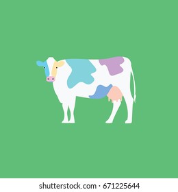 colorful cow vector standing flat design isolated cartoon. concept & creative idea. art & artistic animal