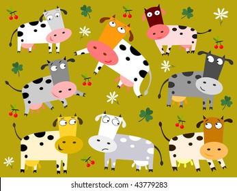 Colorful cows - vector