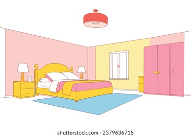 Colorful cozy Bedroom Background 01
