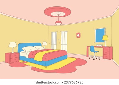 Colorful cozy Bedroom Background 06