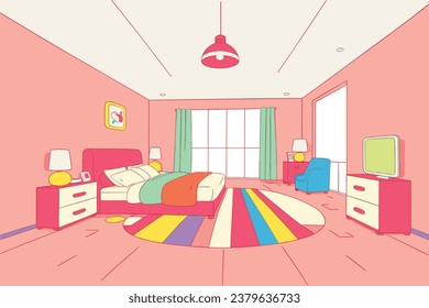 Colorful cozy Bedroom Background 08