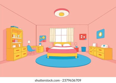 Colorful cozy Bedroom Background 14