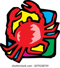 Colorful Crab Icon Vector Design Image Logo Isolated