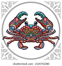 Colorful crab mandala arts, isolated on white background