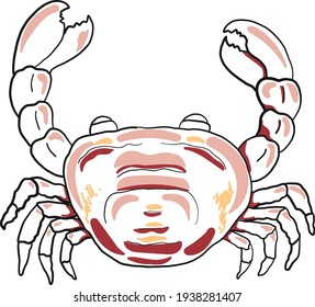 Colorful crab vector for sticker and screen box isolate on white background.