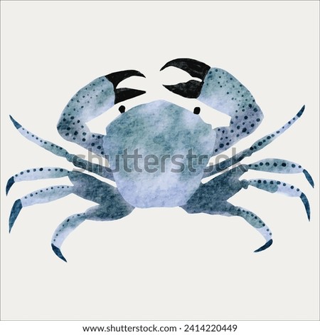 Colorful Crab Watercolor Painting Clipart - Artistic Marine Illustration