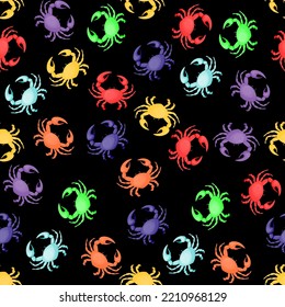 colorful crabs, seamless pattern, vector illustration