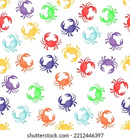 colorful crabs, seamless pattern, vector illustration