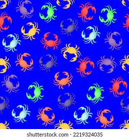 colorful crabs, seamless pattern, vector illustration