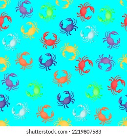 colorful crabs, seamless pattern, vector illustration