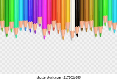 Colorful crayon colored pencil set. Back to school concept with colorful crayons on png. Vector multicolored pencils, study. Back to school vector design, vector illustration. Pencils for painting.