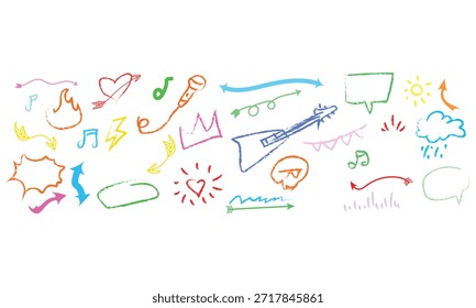 Colorful Crayon Doodle Elements | Hand-Drawn Clipart