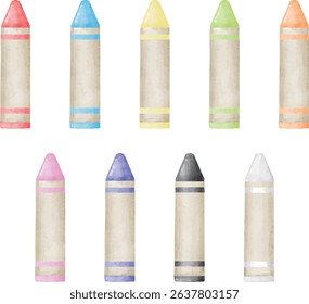 Colorful crayon illustrations in a watercolor style
