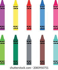 Colorful Crayon set on white background