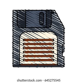 colorful crayon silhouette of floppy disk