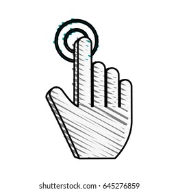colorful crayon silhouette of hand cursor pointer