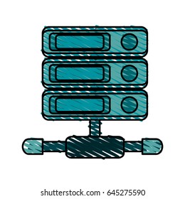 colorful crayon silhouette of network server