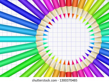 colorful crayons on checkered sheet
