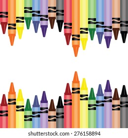 Colorful crayons pattern vector, blue brown yellow green red purple. Crayons background